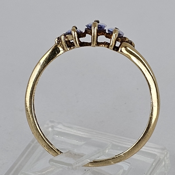 Marquise Cut Genuine Tanzanite & Diamond Ring 10K Yellow Gold Size 7 - Picture 11 of 15
